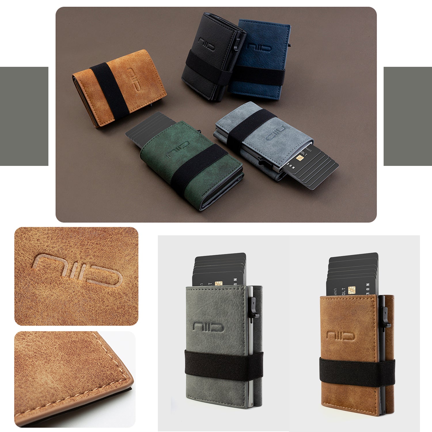 NIID Slide II Vegan Leather Mini Wallet Gray - NIID